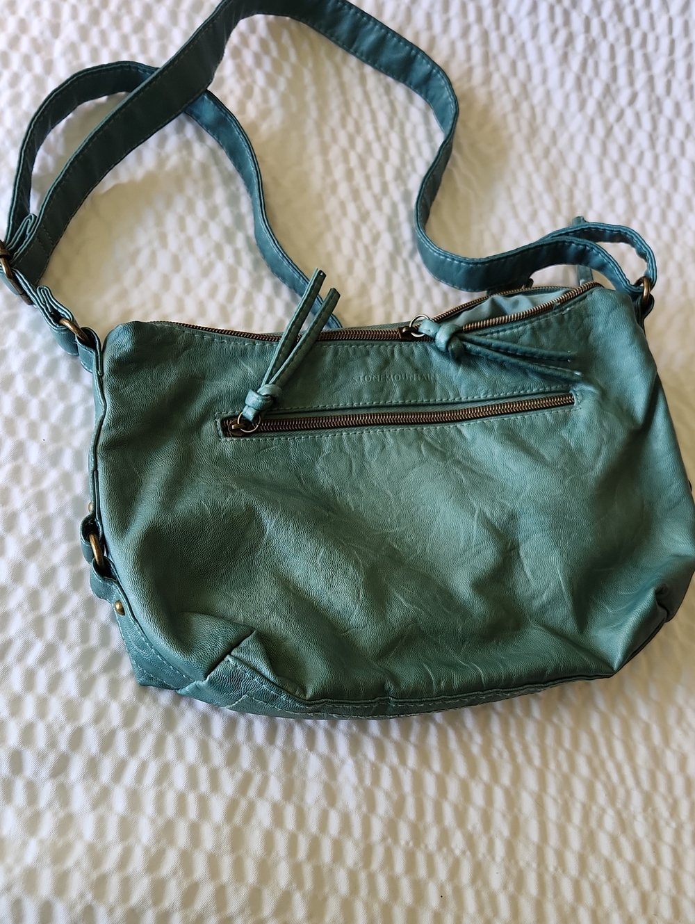 Stone Mountain Teal leather Crossbody Shoulder Bag - Picture 2 of 9